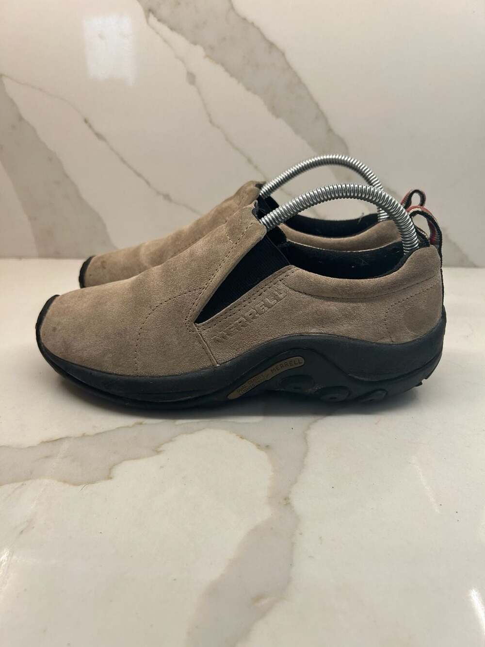 Women's Merrell Jungle Moc Gunsmoke Leather Slip On Walking Shoe Size 7.5